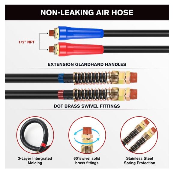 12FT 3 in 1 ABS‎ & Power Air Line Hose Assembly Kit Heavy Duty - Picture 2 of 7